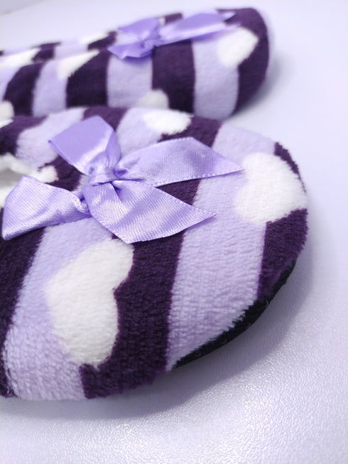 Women's Super Soft Fuzzy Slippers with Purple Stripes